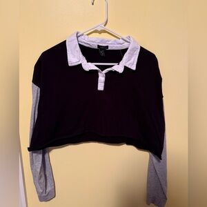Black/Grey long sleeve crop top M
